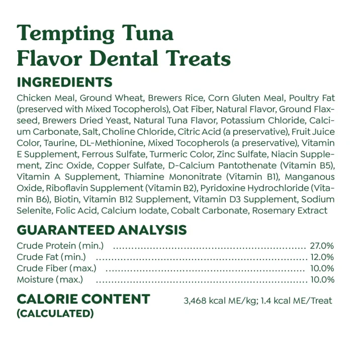 FELINE GREENIES Adult Dental Cat Treats, Tempting Tuna Flavor, 9.75 oz. Tub - Image 7