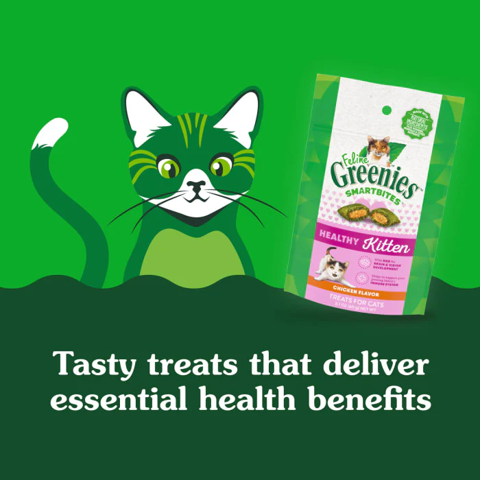 FELINE GREENIES SMARTBITES Healthy Kitten Treats, Chicken Flavor, 2.1 oz Pack - Image 5