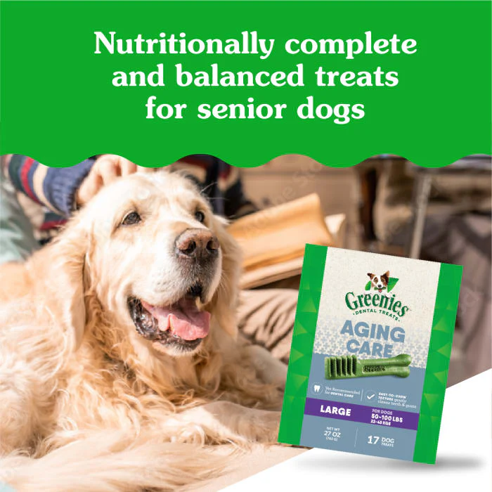 GREENIES Aging Care Large Natural Dog Dental Care Chews Oral Health Dog Treats, 27 oz. Pack (17 Treats) - Image 3