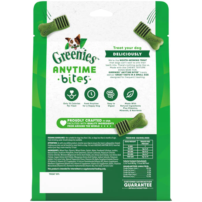 GREENIES ANYTIME BITES Dog Treats, Mint Flavor, 10.3 oz. bag - Image 3