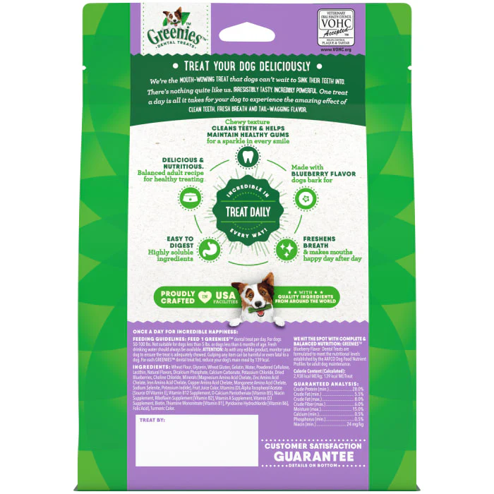 GREENIES Large Natural Dog Dental Care Chews Oral Health Dog Treats Blueberry Flavor, 12 oz. Pack (8 Treats) - Image 3