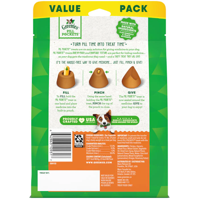 Greenies Pill Pockets for Dogs Large, Capsule Size Dog Treats, Cheese Flavor, 15.8 oz., 60 Pack - Image 3