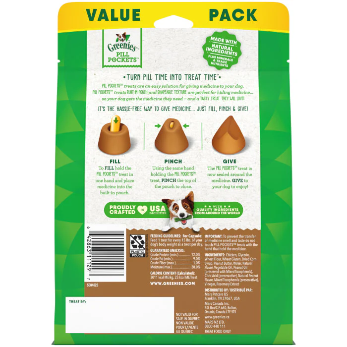 Greenies Pill Pockets for Dogs Large, Capsule Size Dog Treats, Real Peanut Butter, 15.8 oz., 60 Pack - Image 3
