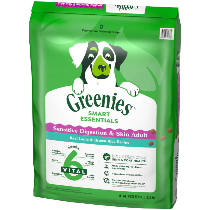 Greenies Smart Essentials Sensitive Digestion & Skin Adult Dry Dog Food Real Lamb & Brown Rice Recipe, 30 lb. Bag - Image 2