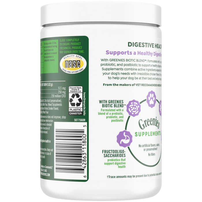 Greenies Supplements Digestive Health with Probiotics for Dogs Chicken Flavor, 15.6 oz. Pouch of 80 ct. Chews - Image 3